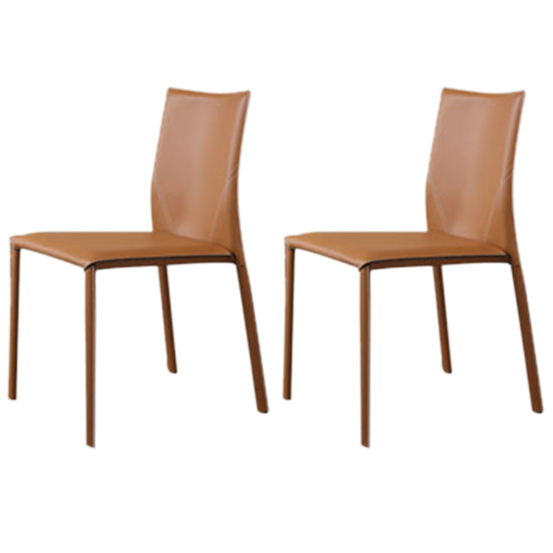 Nordic Style Side Chair Faux Leather Kitchen Dining Chair with Metal Frame (Set of 2)