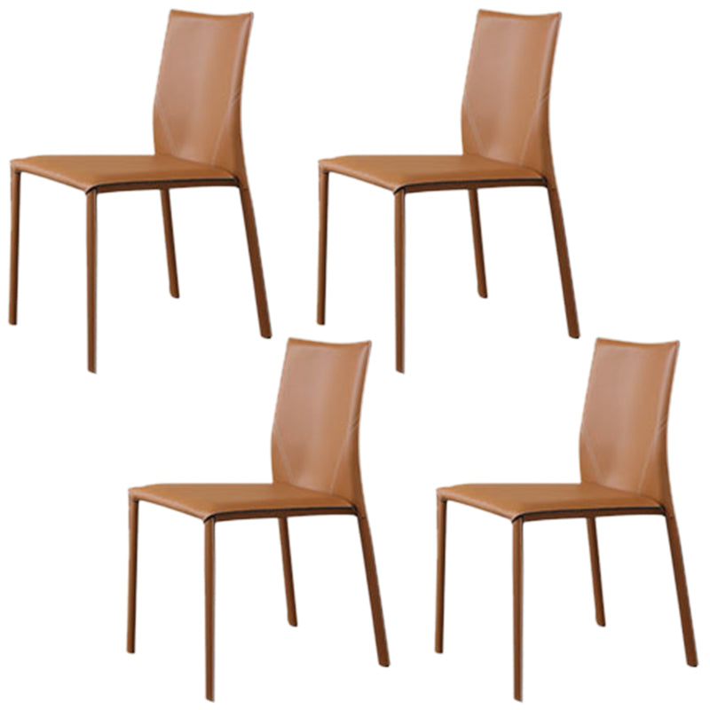 Nordic Style Side Chair Faux Leather Kitchen Dining Chair with Metal Frame (Set of 2)