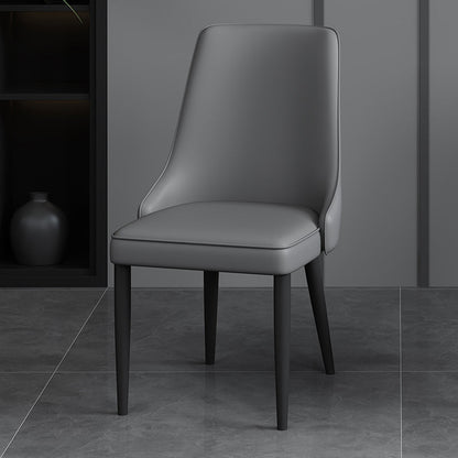 Silla lateral simple moderna silla de comedor de cuero sintética con base de metal para dormitorio