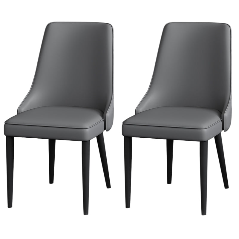Silla lateral simple moderna silla de comedor de cuero sintética con base de metal para dormitorio