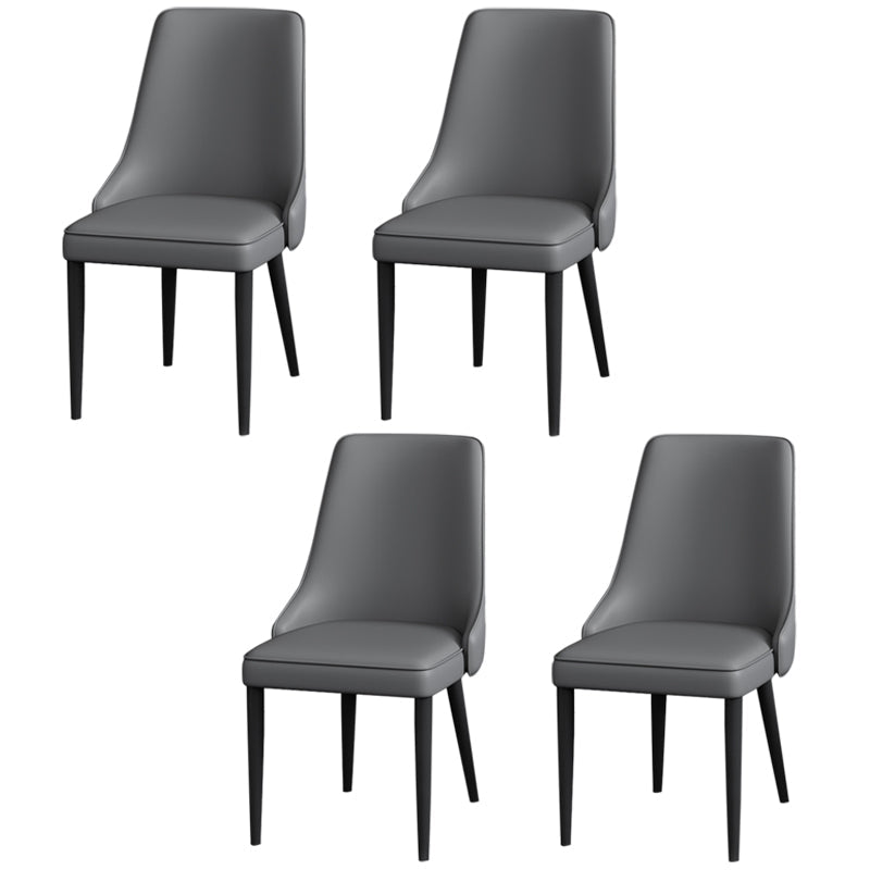 Silla lateral simple moderna silla de comedor de cuero sintética con base de metal para dormitorio