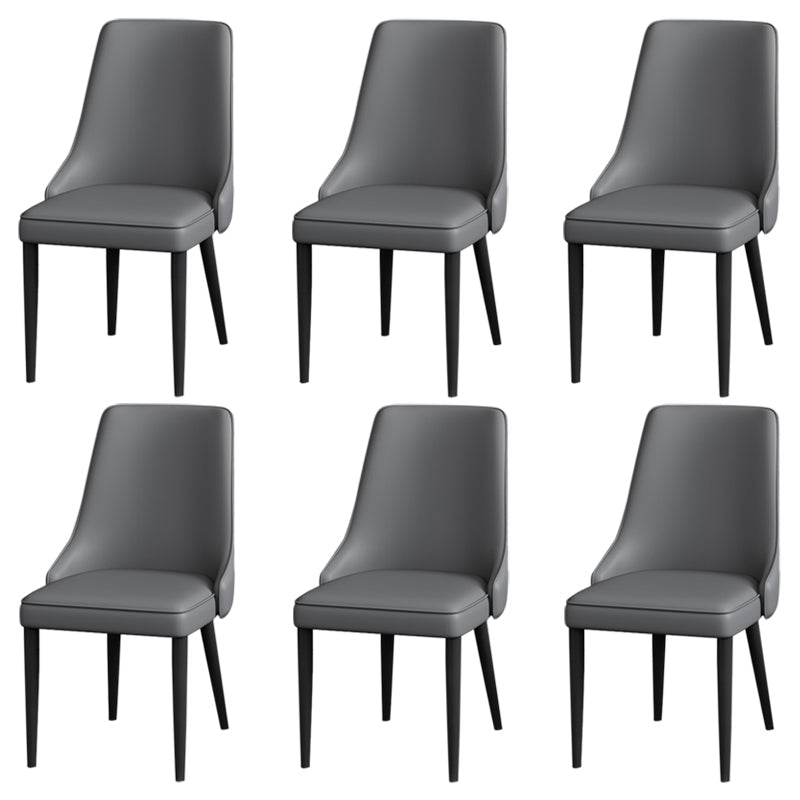 Silla lateral simple moderna silla de comedor de cuero sintética con base de metal para dormitorio