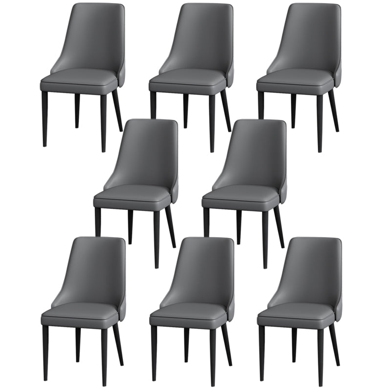 Silla lateral simple moderna silla de comedor de cuero sintética con base de metal para dormitorio