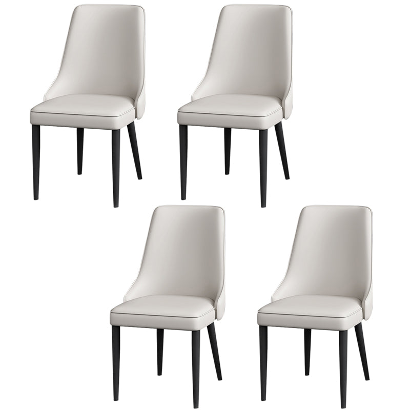 Silla lateral simple moderna silla de comedor de cuero sintética con base de metal para dormitorio