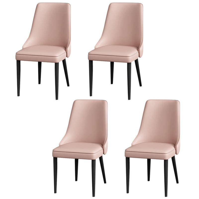 Silla lateral simple moderna silla de comedor de cuero sintética con base de metal para dormitorio