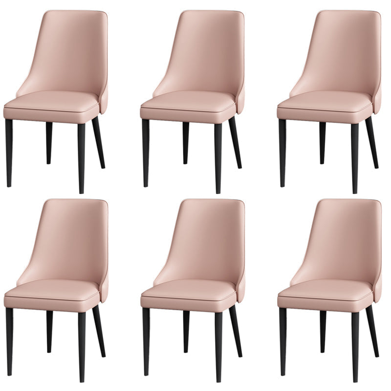 Silla lateral simple moderna silla de comedor de cuero sintética con base de metal para dormitorio