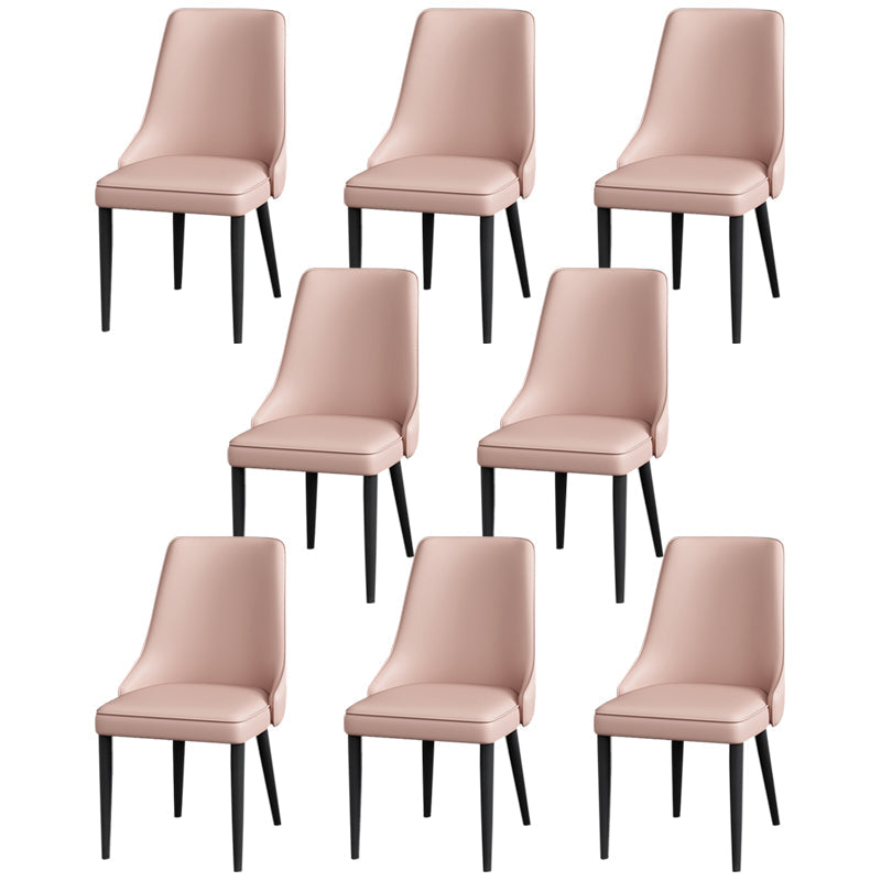 Silla lateral simple moderna silla de comedor de cuero sintética con base de metal para dormitorio