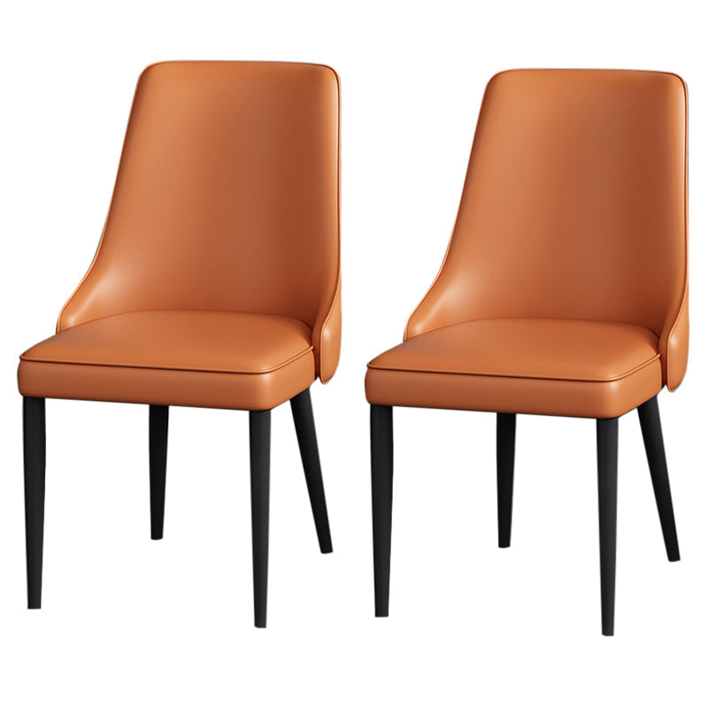 Silla lateral simple moderna silla de comedor de cuero sintética con base de metal para dormitorio