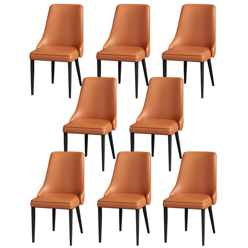 Silla lateral simple moderna silla de comedor de cuero sintética con base de metal para dormitorio