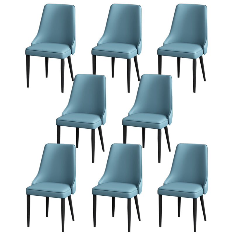 Silla lateral simple moderna silla de comedor de cuero sintética con base de metal para dormitorio
