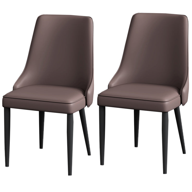 Silla lateral simple moderna silla de comedor de cuero sintética con base de metal para dormitorio