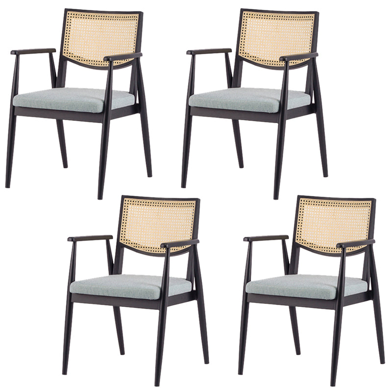 Modern Simple Arm Chair Solid Wood Base Dining Chair for Home Use