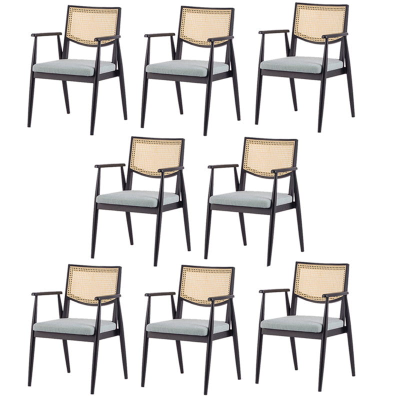 Modern Simple Arm Chair Solid Wood Base Dining Chair for Home Use