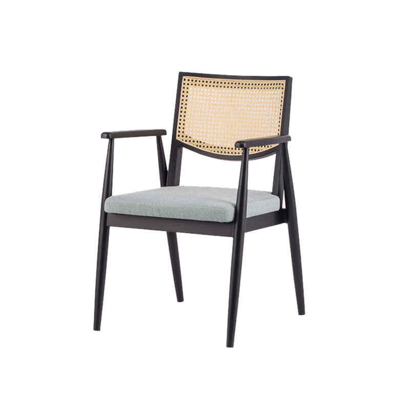 Modern Simple Arm Chair Solid Wood Base Dining Chair for Home Use