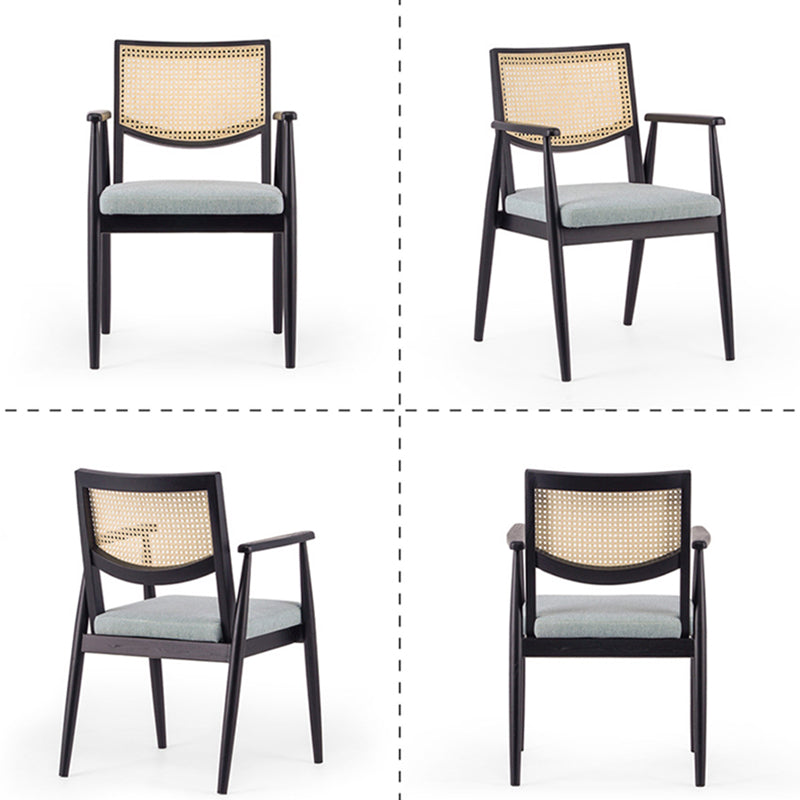 Modern Simple Arm Chair Solid Wood Base Dining Chair for Home Use