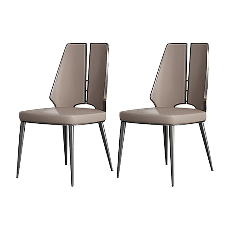 Faux Leather Armless Dining Chairs Glam Side Chairs with Metal Frame