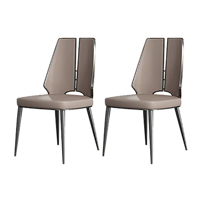 Faux Leather Armless Dining Chairs Glam Side Chairs with Metal Frame