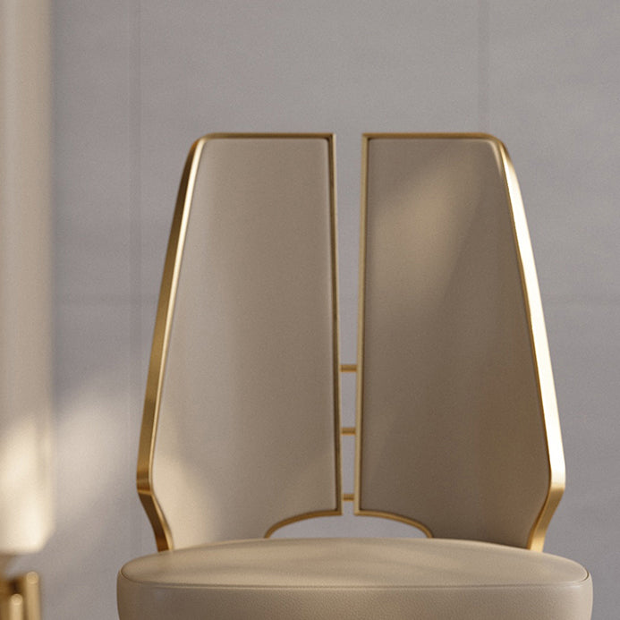 Faux Leather Armless Dining Chairs Glam Side Chairs with Metal Frame