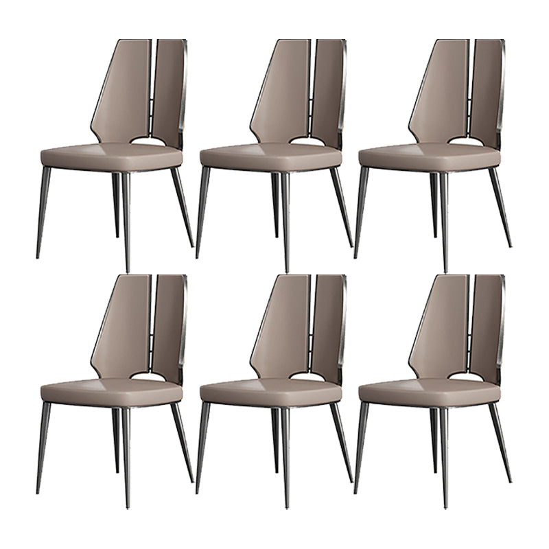 Faux Leather Armless Dining Chairs Glam Side Chairs with Metal Frame