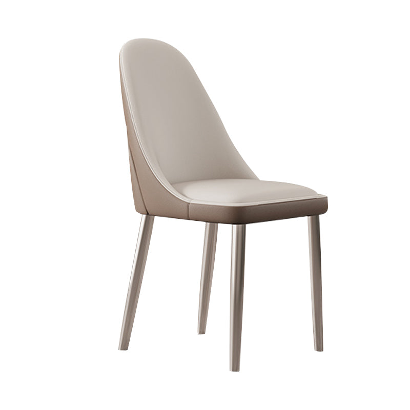 Sillas de comedor sin brazo de cuero sintética sillas laterales glamorosas con base de metal
