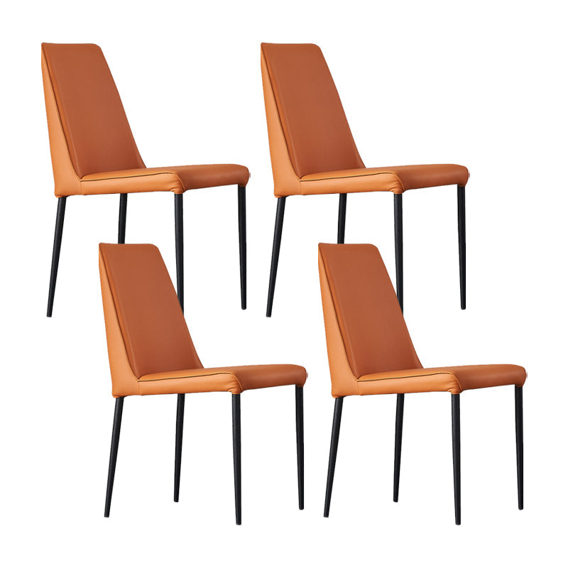 Industrial Style Side Chair Faux Leather Side Dining Chair with Metal Frame