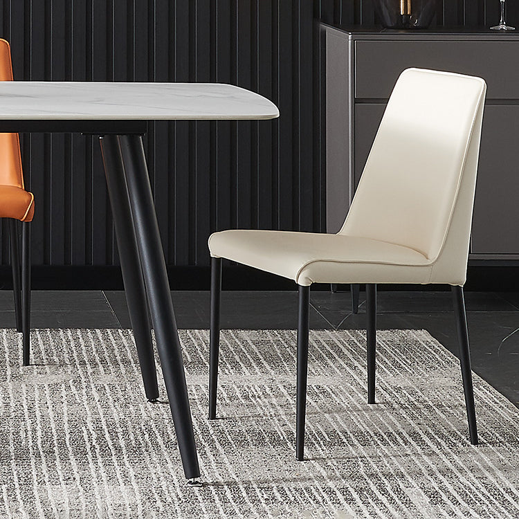 Industrial Style Side Chair Faux Leather Side Dining Chair with Metal Frame