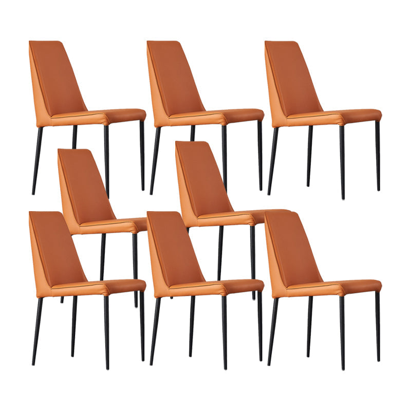 Industrial Style Side Chair Faux Leather Side Dining Chair with Metal Frame