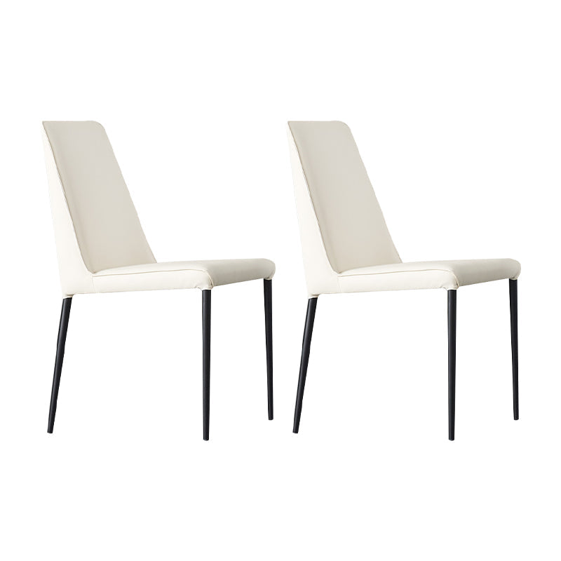 Industrial Style Side Chair Faux Leather Side Dining Chair with Metal Frame