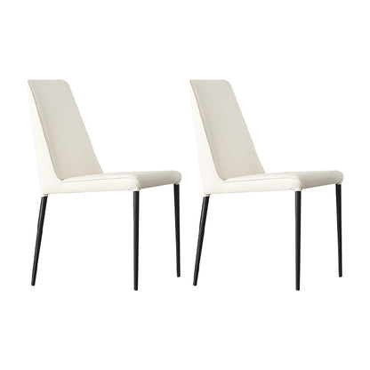 Industrial Style Side Chair Faux Leather Side Dining Chair with Metal Frame