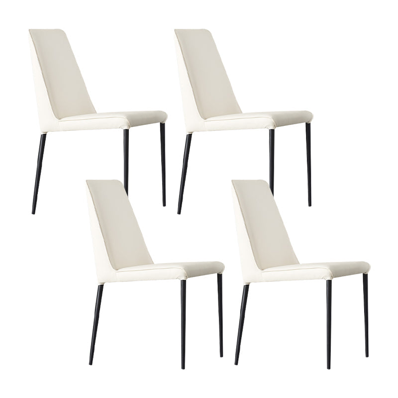 Industrial Style Side Chair Faux Leather Side Dining Chair with Metal Frame