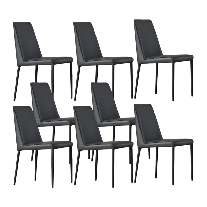 Industrial Style Side Chair Faux Leather Side Dining Chair with Metal Frame