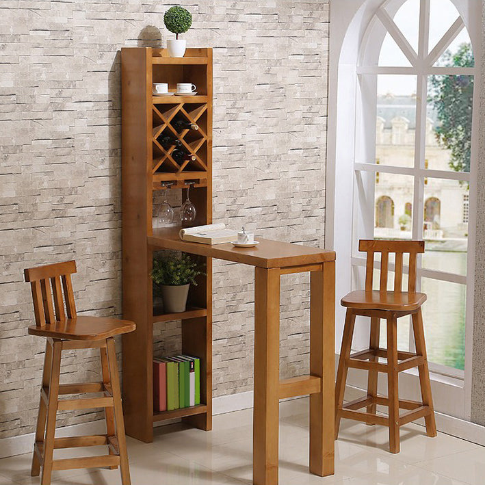 Brown Pine Wood Bistro Table with Storage Modern Pub Table for Living Room Clearhalo 'Bar Furniture' 'Bar Tables' 'bar_tables' 'furn' 'furn_bar_tables' 'Furniture' 'Kitchen & Dining Furniture' 7569228