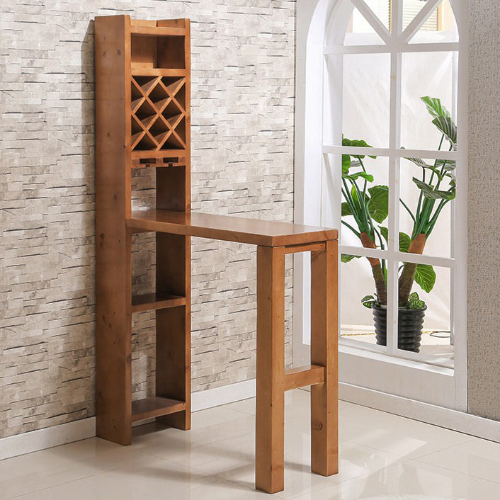Brown Pine Wood Bistro Table with Storage Modern Pub Table for Living Room Clearhalo 'Bar Furniture' 'Bar Tables' 'bar_tables' 'furn' 'furn_bar_tables' 'Furniture' 'Kitchen & Dining Furniture' 7569230