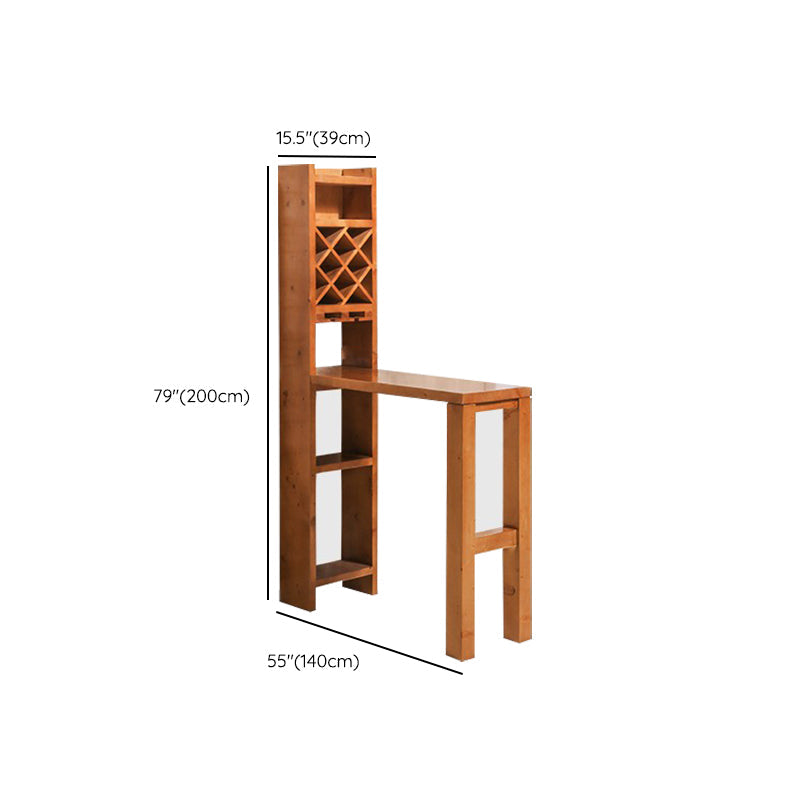 Brown Pine Wood Bistro Table with Storage Modern Pub Table for Living Room Clearhalo 'Bar Furniture' 'Bar Tables' 'bar_tables' 'furn' 'furn_bar_tables' 'Furniture' 'Kitchen & Dining Furniture' 7569236