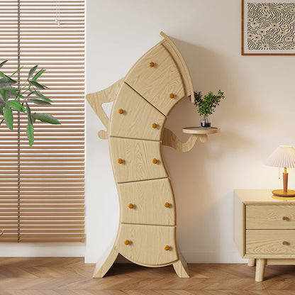 Commode en bois de poitrine de lingerie verticale moderne avec 5 tiroirs pour le salon