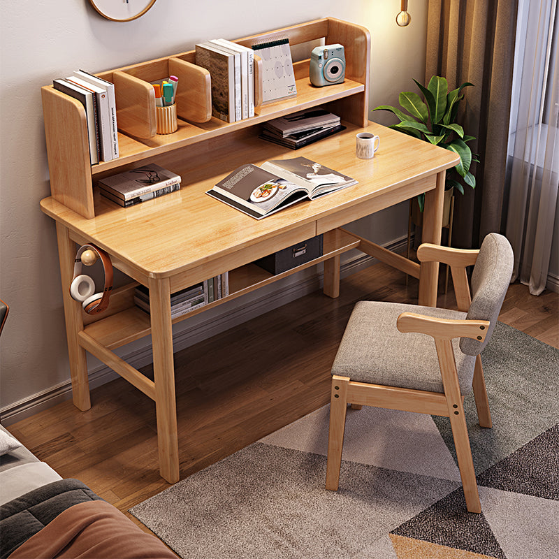 Bureau de bureau à domicile en caoutchouc moderne 43,3 "Haut-écriture avec des jambes en bois