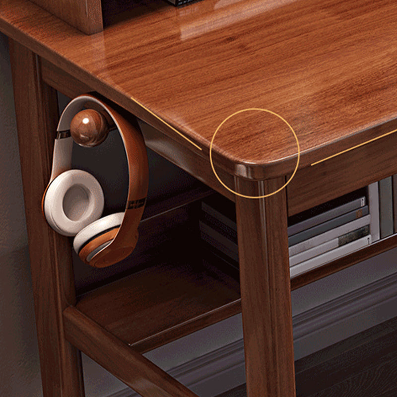 Bureau de bureau à domicile en caoutchouc moderne 43,3 "Haut-écriture avec des jambes en bois