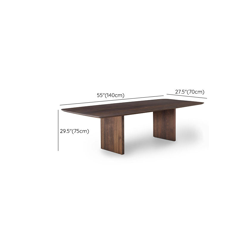 Contemporary Style Wood Office Desk Rectangular Shape Task Desk with 2 Legs in Dark Brown Clearhalo 'furn' 'furn_office_desk' 'Furniture' 'Office Desks' 'Office Furniture' 'office_desk' 7569643
