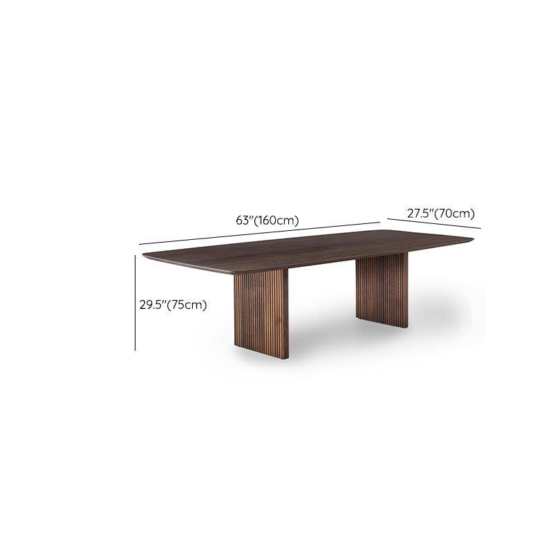 Contemporary Style Wood Office Desk Rectangular Shape Task Desk with 2 Legs in Dark Brown Clearhalo 'furn' 'furn_office_desk' 'Furniture' 'Office Desks' 'Office Furniture' 'office_desk' 7569644