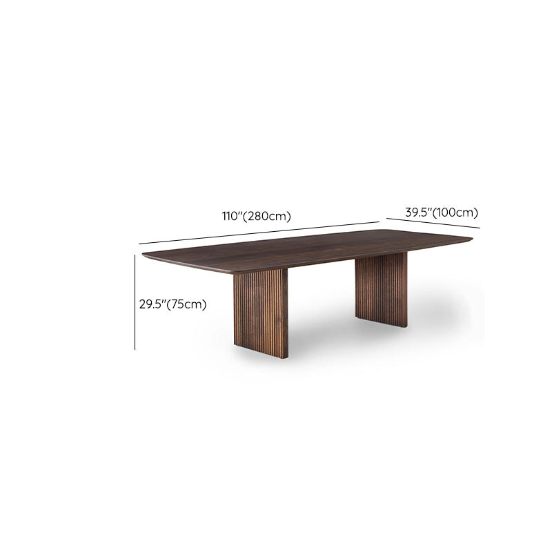 Contemporary Style Wood Office Desk Rectangular Shape Task Desk with 2 Legs in Dark Brown Clearhalo 'furn' 'furn_office_desk' 'Furniture' 'Office Desks' 'Office Furniture' 'office_desk' 7569650