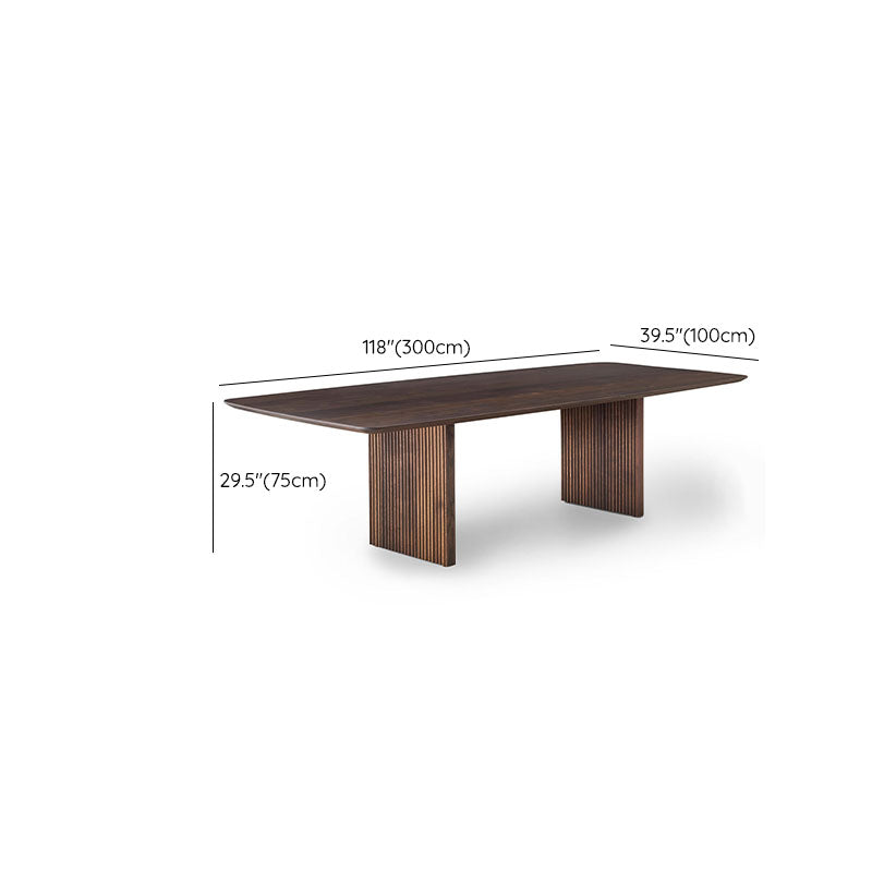 Contemporary Style Wood Office Desk Rectangular Shape Task Desk with 2 Legs in Dark Brown Clearhalo 'furn' 'furn_office_desk' 'Furniture' 'Office Desks' 'Office Furniture' 'office_desk' 7569651