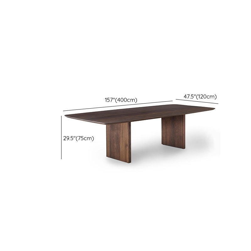 Contemporary Style Wood Office Desk Rectangular Shape Task Desk with 2 Legs in Dark Brown Clearhalo 'furn' 'furn_office_desk' 'Furniture' 'Office Desks' 'Office Furniture' 'office_desk' 7569655