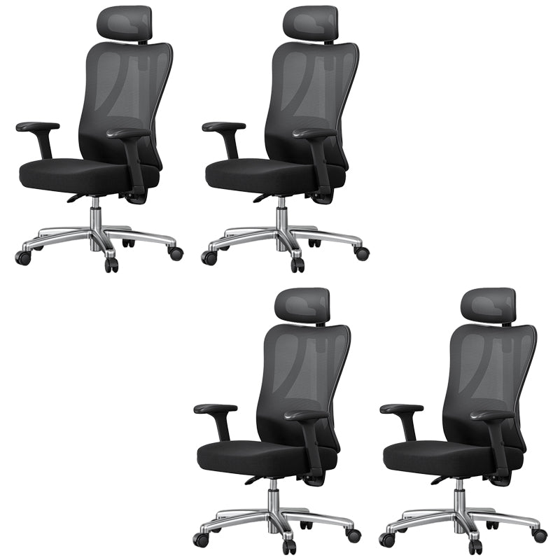 Modern Height Adjustable Office Chair Mesh Black Desk Chair for Office 4 Piece Set Steel Height-Adjustable Arms Clearhalo 'furn' 'furn_office_chair' 'Furniture' 'Office Chairs' 'Office Furniture' 'office_chair' 7569815