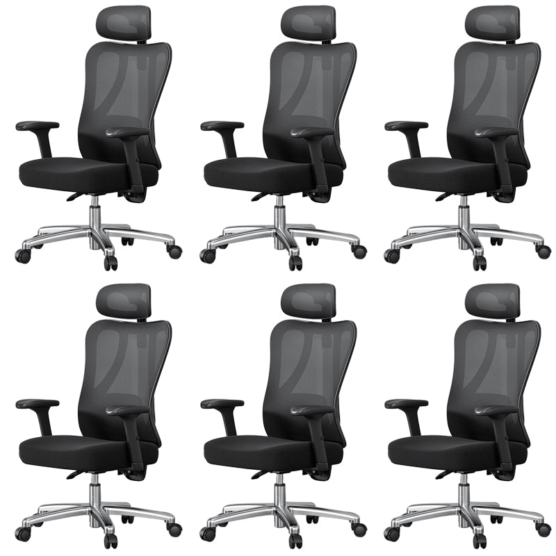 Modern Height Adjustable Office Chair Mesh Black Desk Chair for Office 6 Piece Set Steel Height-Adjustable Arms Clearhalo 'furn' 'furn_office_chair' 'Furniture' 'Office Chairs' 'Office Furniture' 'office_chair' 7569818
