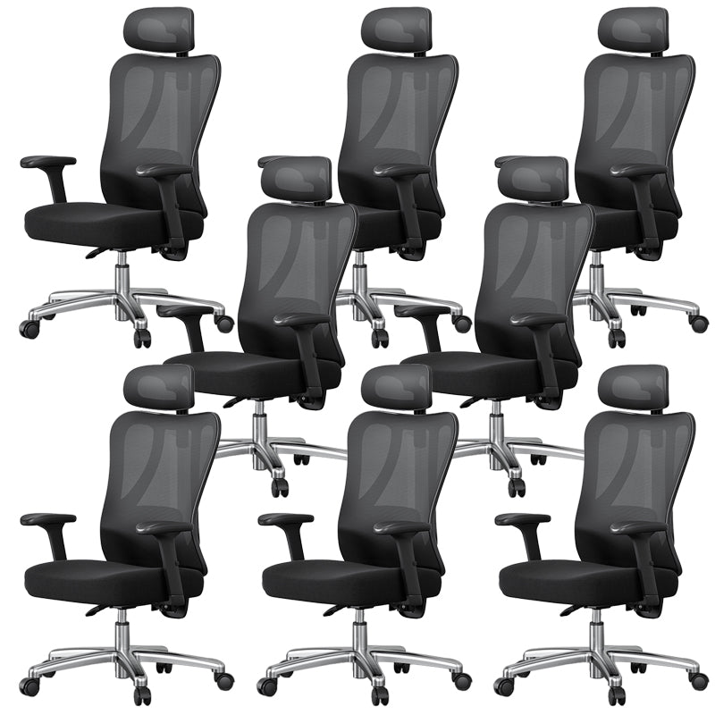 Modern Height Adjustable Office Chair Mesh Black Desk Chair for Office 8 Piece Set Steel Height-Adjustable Arms Clearhalo 'furn' 'furn_office_chair' 'Furniture' 'Office Chairs' 'Office Furniture' 'office_chair' 7569819