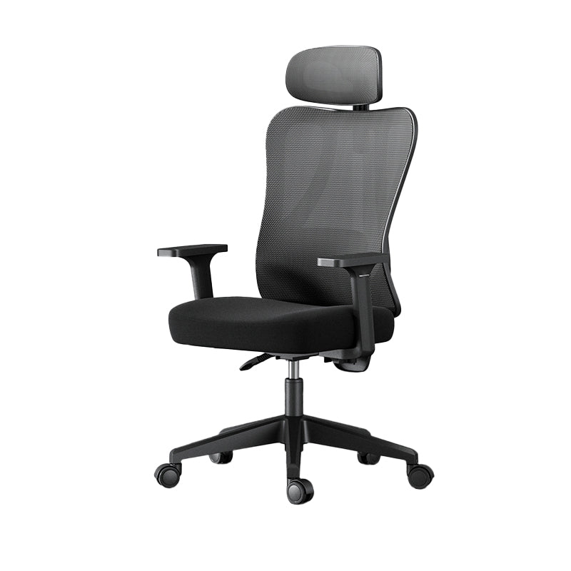 Modern Height Adjustable Office Chair Mesh Black Desk Chair for Office 1 Piece Nylon Fixed Arms Clearhalo 'furn' 'furn_office_chair' 'Furniture' 'Office Chairs' 'Office Furniture' 'office_chair' 7569822