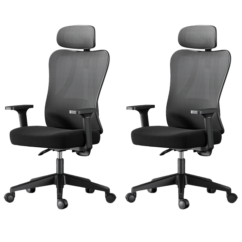 Modern Height Adjustable Office Chair Mesh Black Desk Chair for Office 2 Piece Set Nylon Fixed Arms Clearhalo 'furn' 'furn_office_chair' 'Furniture' 'Office Chairs' 'Office Furniture' 'office_chair' 7569824