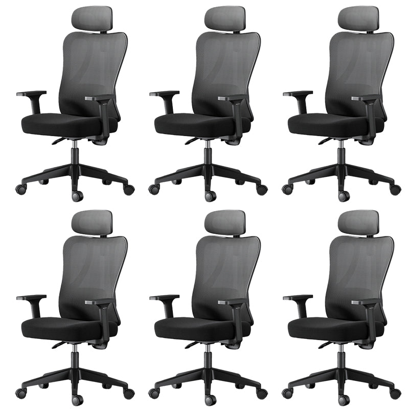 Modern Height Adjustable Office Chair Mesh Black Desk Chair for Office 6 Piece Set Nylon Fixed Arms Clearhalo 'furn' 'furn_office_chair' 'Furniture' 'Office Chairs' 'Office Furniture' 'office_chair' 7569828
