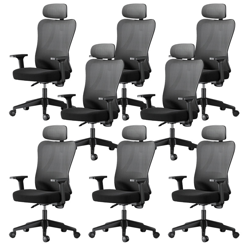 Modern Height Adjustable Office Chair Mesh Black Desk Chair for Office 8 Piece Set Nylon Fixed Arms Clearhalo 'furn' 'furn_office_chair' 'Furniture' 'Office Chairs' 'Office Furniture' 'office_chair' 7569829