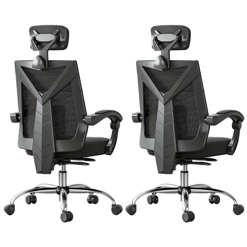 Modern Height Adjustable Office Chair Mesh Black Desk Chair for Office 2 Piece Set Steel Linkage Arms Clearhalo 'furn' 'furn_office_chair' 'Furniture' 'Office Chairs' 'Office Furniture' 'office_chair' 7569832